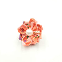 Pink Origami Brooch with Freshwater Pearl