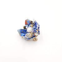 Blue Origami Brooch with Freshwater Pearl