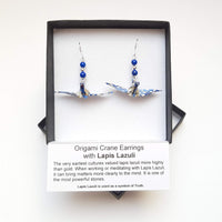 Origami Crane Earrings with Lapis Lazuli