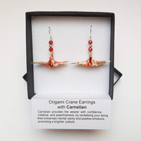 Origami Crane Earrings with Carnelian