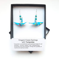 Origami Crane Earrings with Turquoise