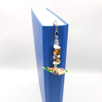 Origami Crane Bookmark with Tiger Eye & Mother of Pearl