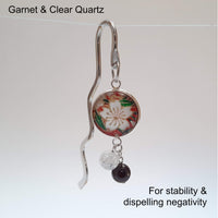 Japanese Paper Bookmark with Garnet & Clear Quartz