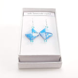 Origami Square Earrings with Swarovski Crystals - Light Blue & Snow