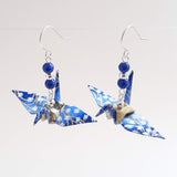 Origami Crane Earrings with Lapis Lazuli