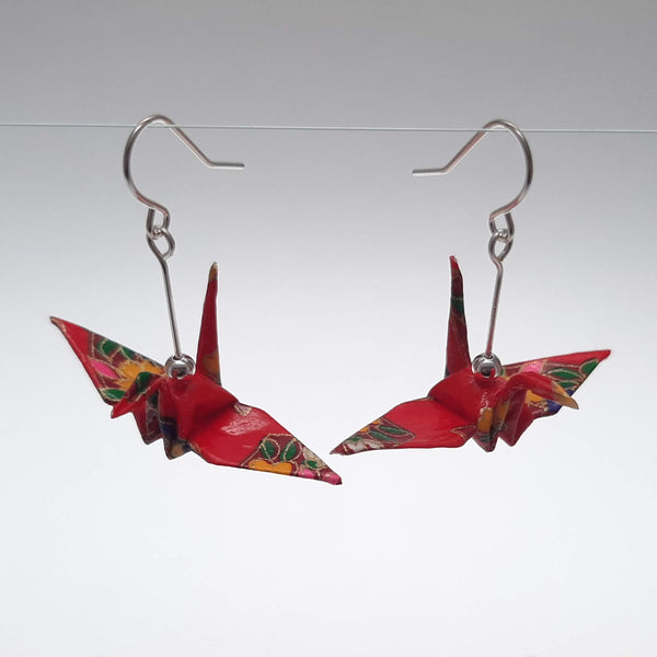 Red Crane Origami Earrings | Japan Avenue